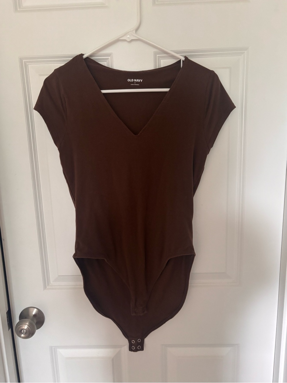 Old Navy Brown V-Neck Cap Sleeve Bodysuit